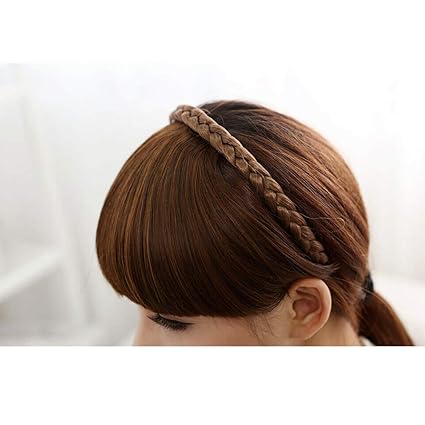 Diadema con flequillo castaño de cabello sintético - Disimula la calvicie fácilmente💥 HOY 50% DCTO