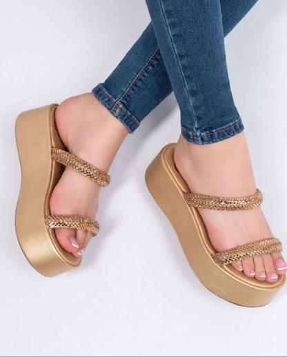 Sandalias Ortopédicas de plataforma y tiras brillantes ✨Hoy A MITAD DE PRECIO