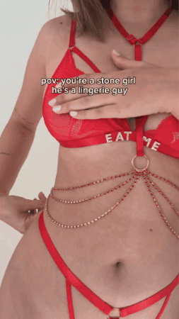 Seduction® Conjunto de lencería rojo ajustable con sujetador, tanga y cadenas 🔥HOY 50% DCTO